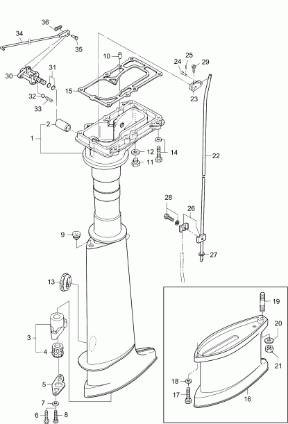 ��������� ��������� Evinrude B4R4AAB  - driveshaft Housing - ������ ���� ��������