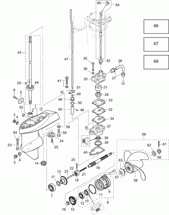 ��������� ��������� Evinrude B4R4AAB  - �������� / gearcase