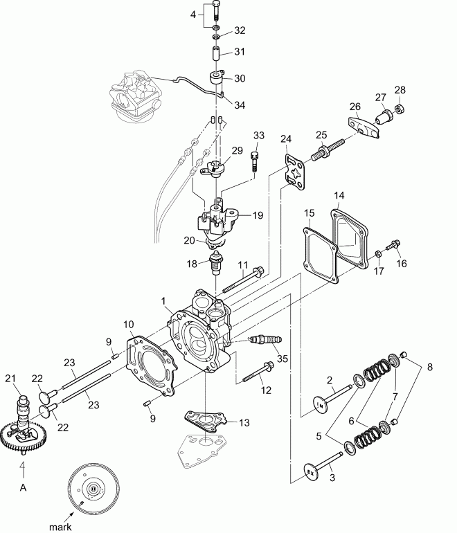 ��������� Evinrude B6RL4AAB  - cylinder Head Assembly - ������� ����� �������� Assembly