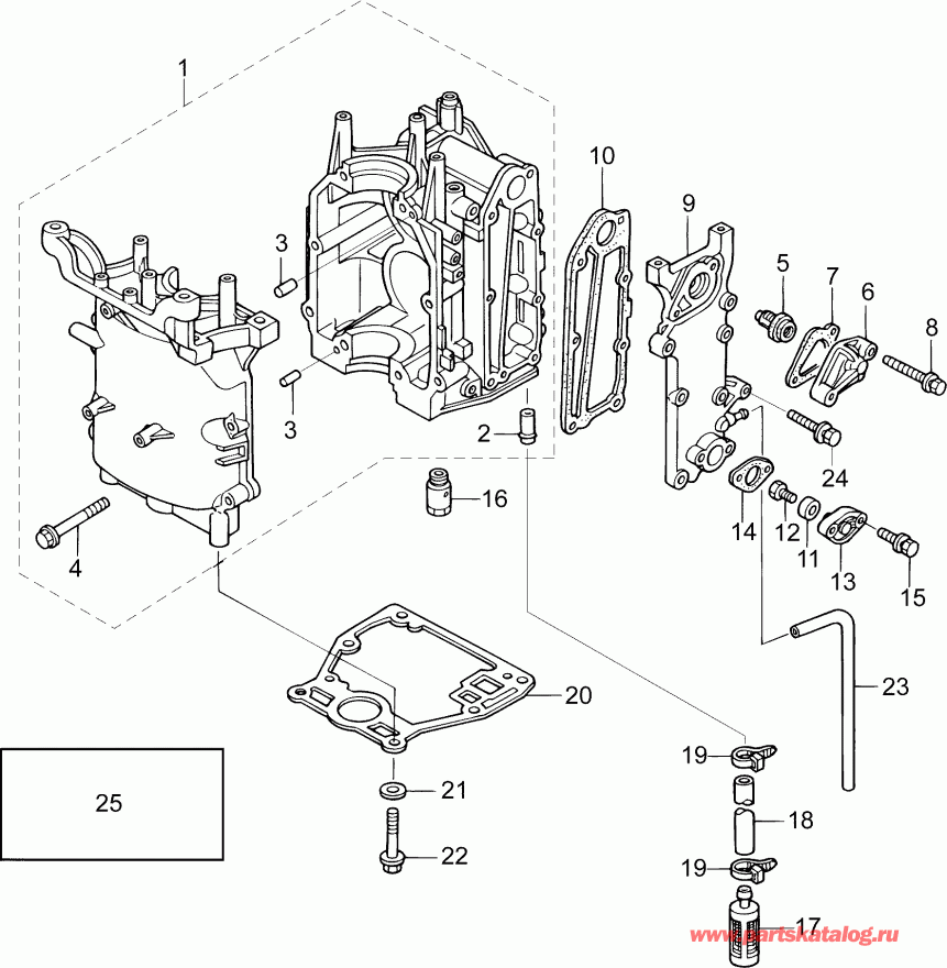 ��������� �������� ����� EVINRUDE E10EL4AAB  - ������� & ������ ��������� � ����� - cylinder & Crankcase Assembly
