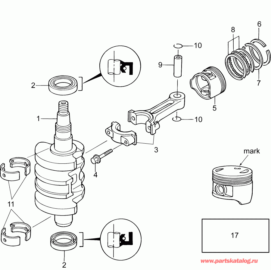   EVINRUDE E10TPL4AAB  -  &  - crankshaft & Pistons
