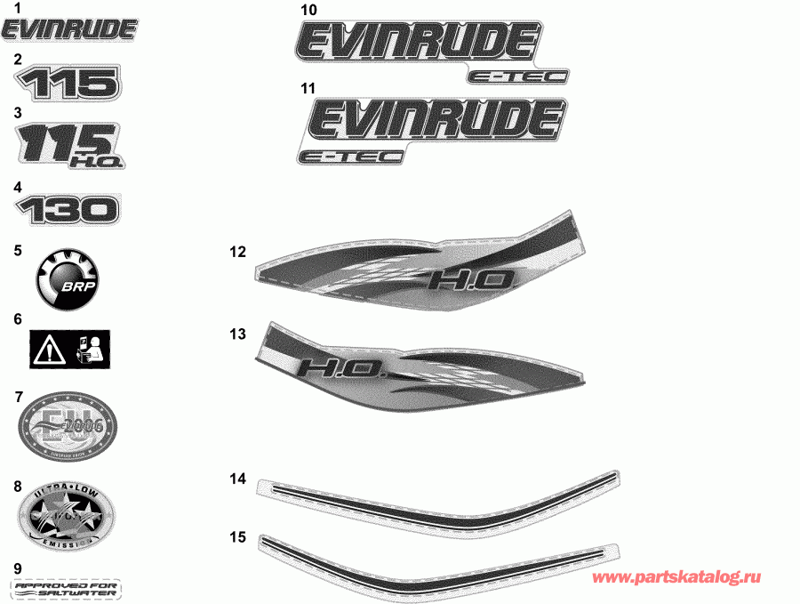 �������� ����� Evinrude E130DCXAAB  - decals - White - �������� - �����