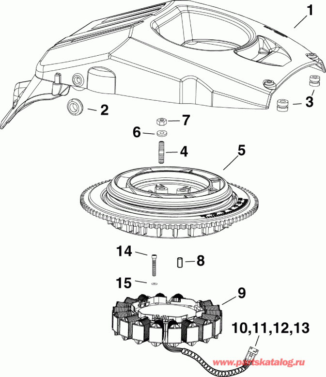 ����� Evinrude E150DCXAAC  - flywheel & Stator / ������� & ������