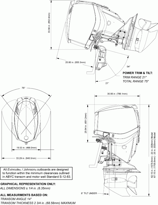   EVINRUDE E150DPXAAC  - profile Drawing /  