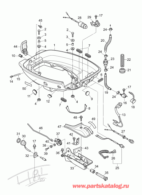 ��������� ��������� EVINRUDE E15TE4AAB  - lower Engine Cover / ������ ������ ���������