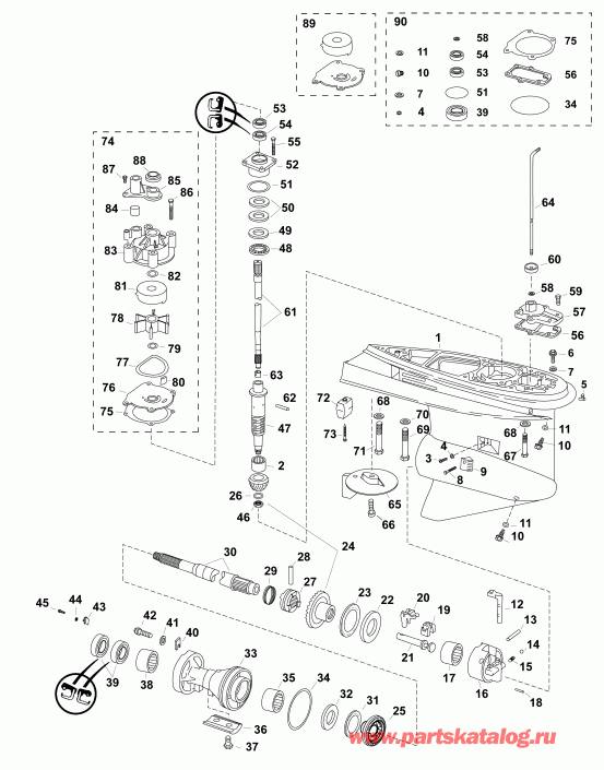 ��������� ����� Evinrude E175DPLAAA  - gearcase, O-type