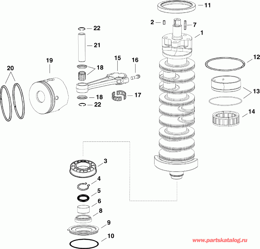 ��������� �������� ����� EVINRUDE E175DSLAAA  - crankshaft & Pistons