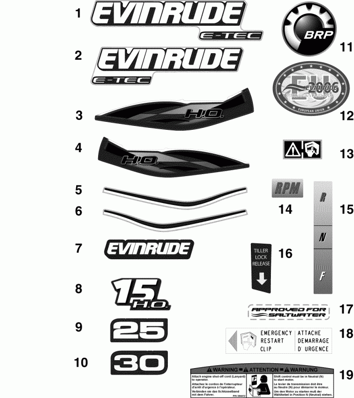 �������� ����� Evinrude E25DRLAAB  - �������� - decals