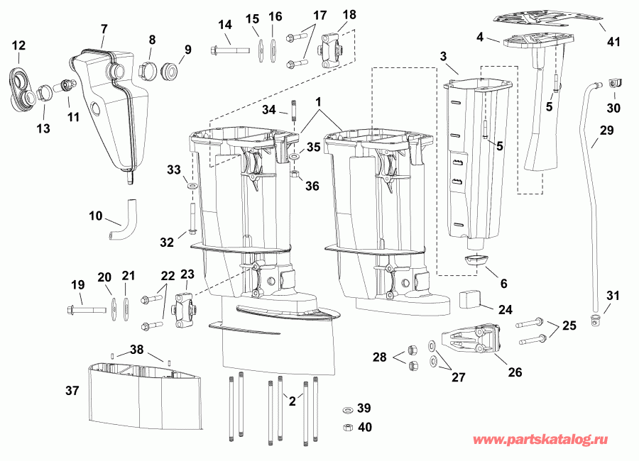 ��������� �������� ����� EVINRUDE E30DTLAAB  - ���������� ������� / exhaust Housing