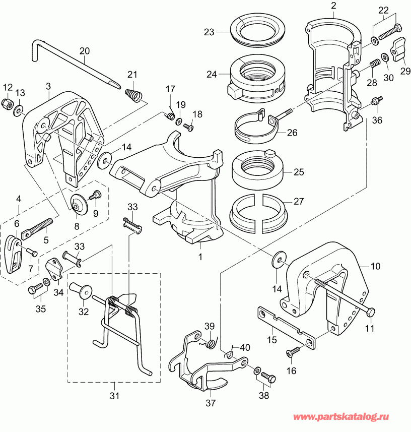 �������� ����� EVINRUDE E4R4AAB  - stern & ���������� ��������� / stern & Swivel Bracket