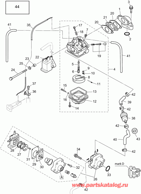 �������� ����� Evinrude E4RL4AAB  - ���������� & ��������� ����� / carburetor & Fuel Pump