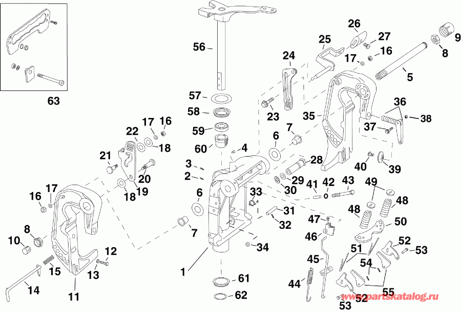 ��������� ��������� Evinrude E55MJRLAAA  - swivel Bracket / ���������� ���������