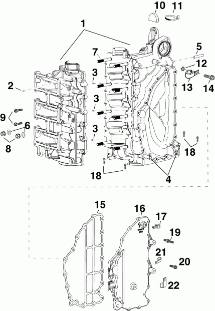   Evinrude E75DPLAAA  - cylinder & Crankcase