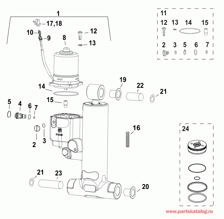 ��������� ��������� EVINRUDE E90DSLAAA  - trim & Tilt Hydraulic Assembly 20 In Models - trim & Tilt Hydraulic Assembly 20 In Models