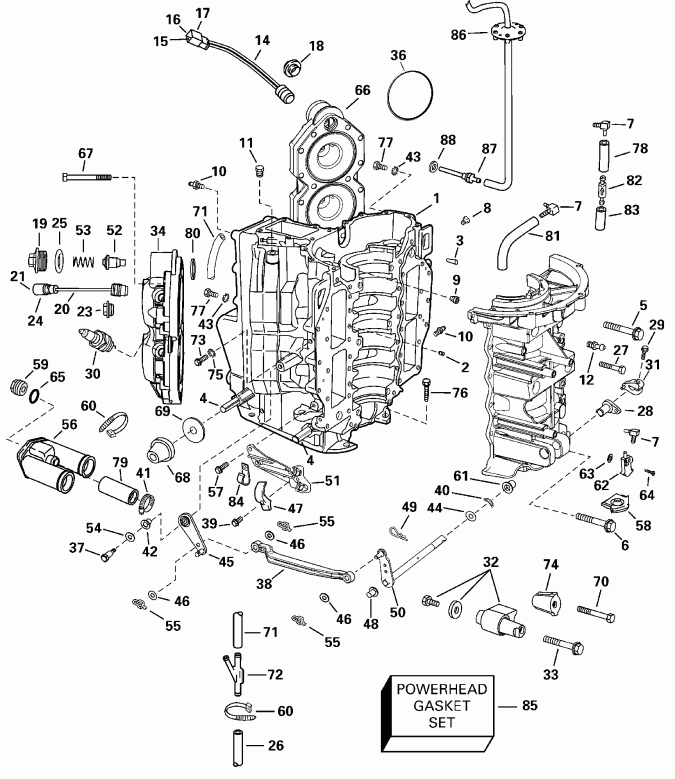 �������� ����� Evinrude E115FSLSSH FFI, Elec Start, TNT, 20 IN.s  - linder & Crankcase - linder & ������ ���������