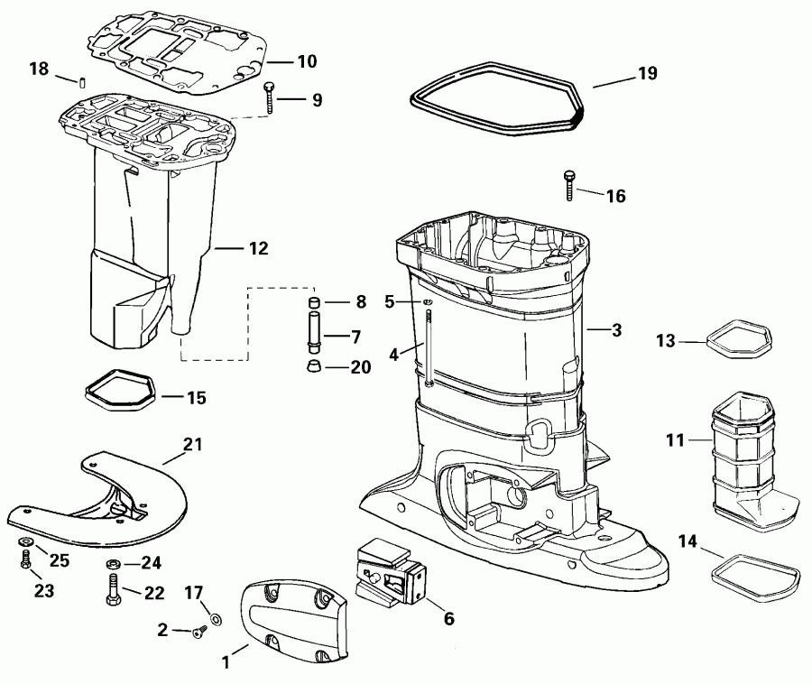 ��������� ����� Evinrude E135FPLSSS FFI, Elec Start, TNT, 20 IN.   - haust Housing / haust ������