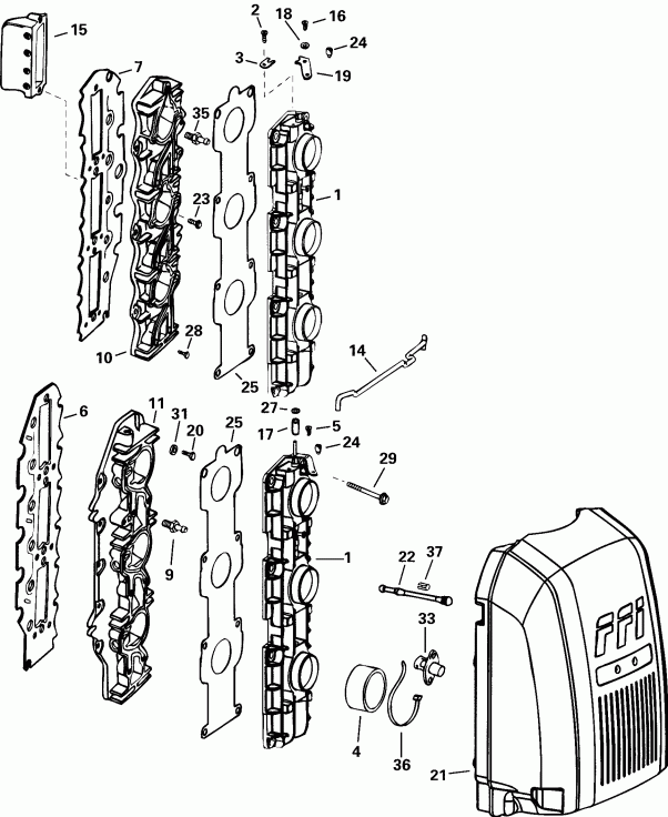    Evinrude E150FCXSSV FFI, Elec Start, TNT, 25 IN.   - take Manifold / take 
