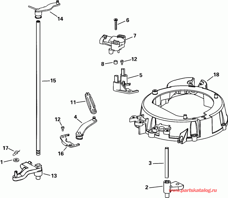 ��������� EVINRUDE E150FPXSSV FFI, Elec Start, TNT, 20 IN.   - rottle Linkage - rottle ��������� ��������
