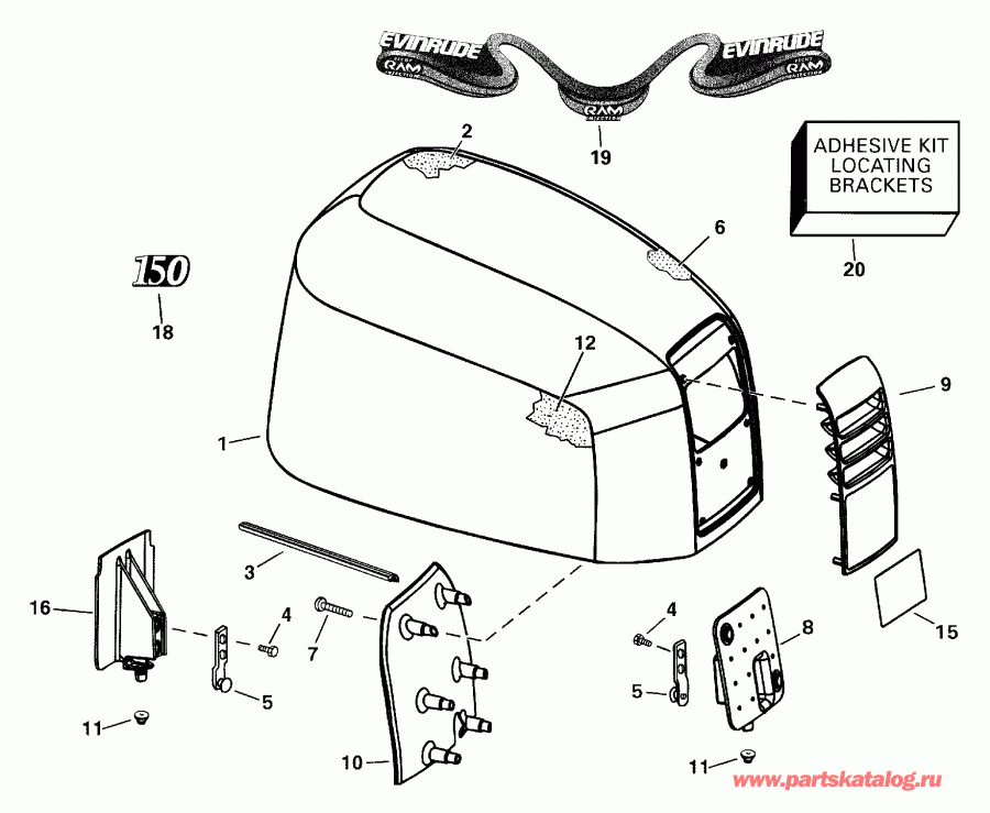 �������� ��������� ����� EVINRUDE E175FPLSSR FFI, Elec Start, TNT, 20 IN.   - gine Cover