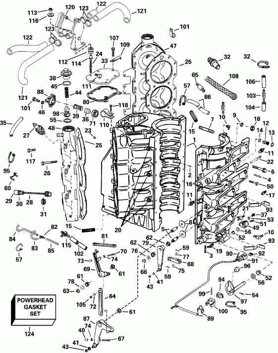 Evinrude E250FGLSSS FFI, Elec Start, TNT, 20 IN s  - linder & ������ ��������� / linder & Crankcase