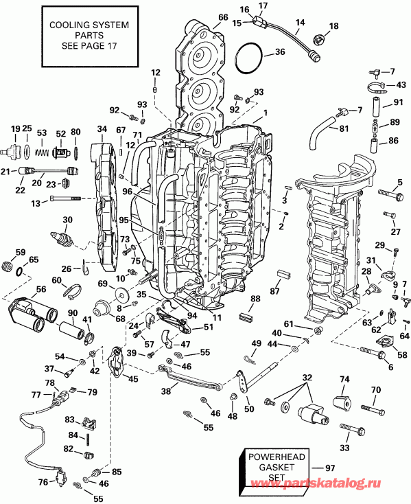 ��������� ��������� EVINRUDE RE150FCSSM FFI, Elec Start, TNT, 25 IN.   - linder & ������ ��������� / linder & Crankcase
