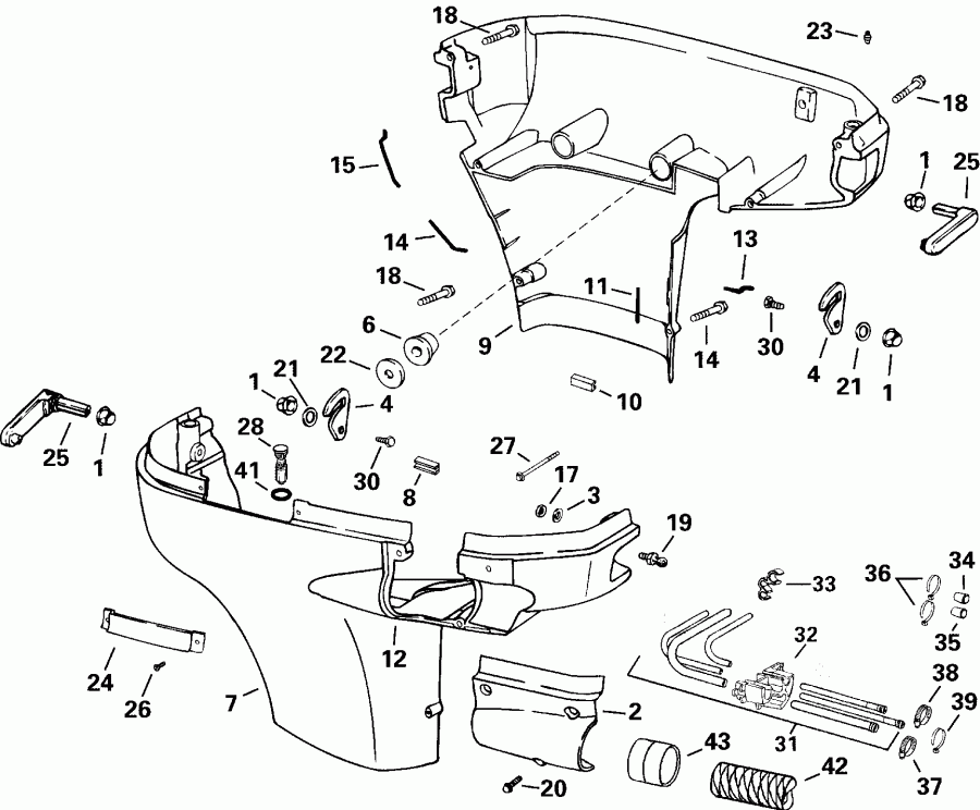 ��������� ��������� EVINRUDE RE175FCSSR FFI, Elec Start, TNT, 25 IN.   - wer ������ ��������� (�����) / wer Engine Cover