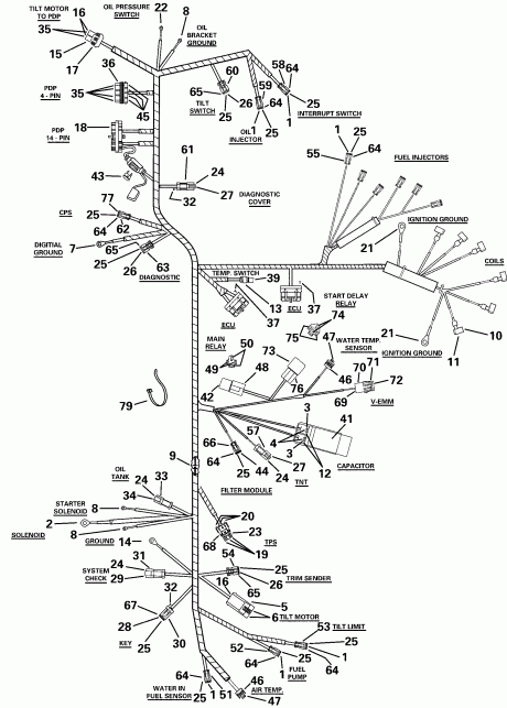 ��������� EVINRUDE RE225FCSSC FFI, Elec Start, TNT, 25 IN s  - gine Cable