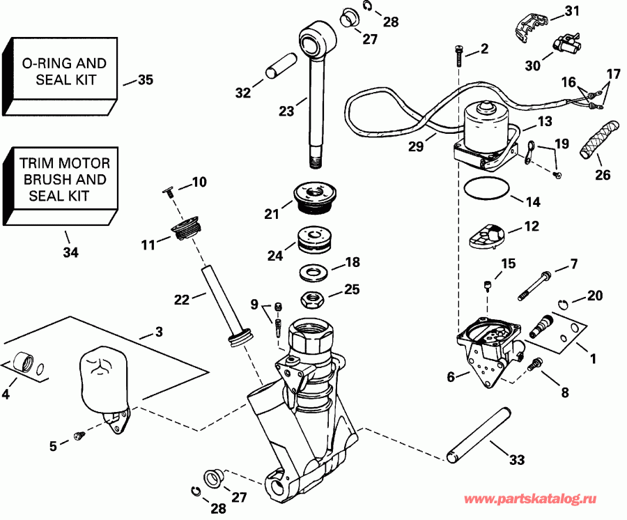 �������� ��������� ����� Evinrude RE225FCSSC FFI, Elec Start, TNT, 25 IN s  - wer Trim/tilt Hydraulic Assembly