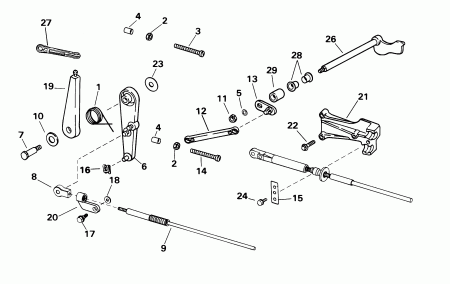 ��������� ��������� EVINRUDE BE35ARSIB rope start, tiller, 15 in shaf  - rottle ��������� �������� - rottle Linkage