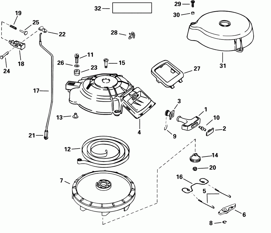 ��������� ����� EVINRUDE BE35KSIE elec start, tiller, 15 in shaft  - wind ������� / wind Starter