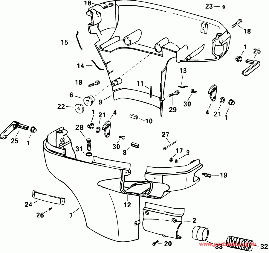��������� �������� ����� Evinrude E100WPLSIF commercial, elec start, 20 in  - wer Engine Cover - wer ������ ��������� (�����)