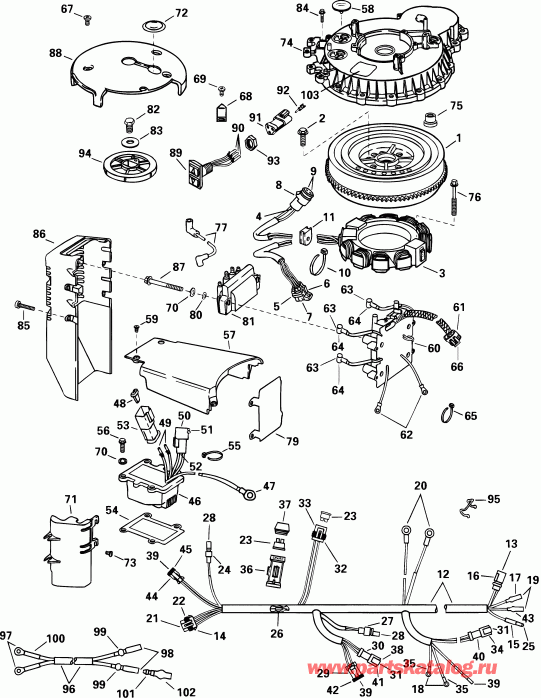 ����� EVINRUDE E100WPXSIF commercial, elec start, 25 in  - nition System / nition System