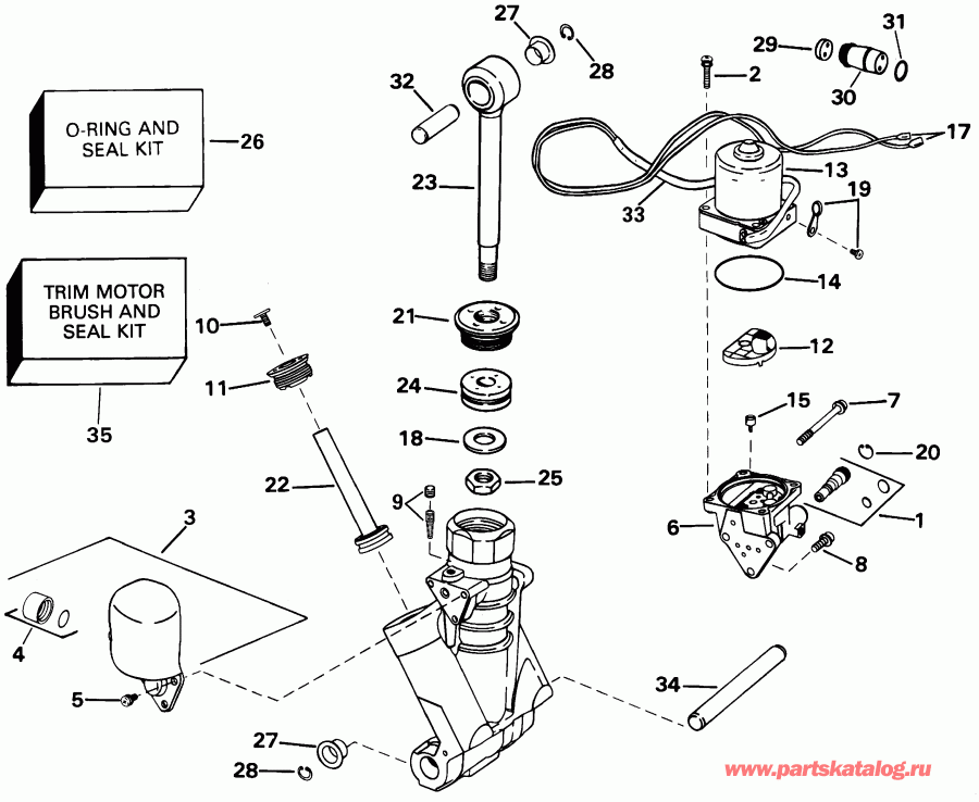 �������� ��������� ����� EVINRUDE E100WPXSIF commercial, elec start, 25 in  - wer Trim / tilt Hydraulic Assembly
