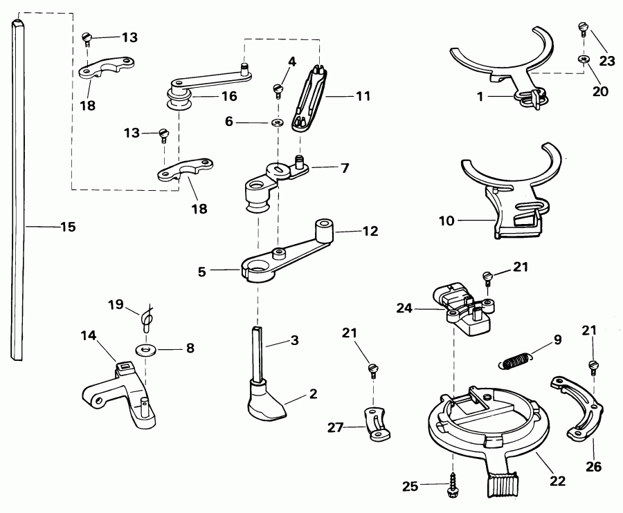 �������� ��������� ����� Evinrude E100WPXSIF commercial, elec start, 25 in  - rottle Linkage