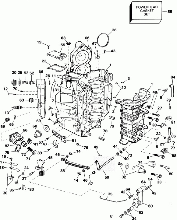 ��������� Evinrude E105WRLSIF commercial, rope start, 20 in  - linder & ������ ��������� / linder & Crankcase