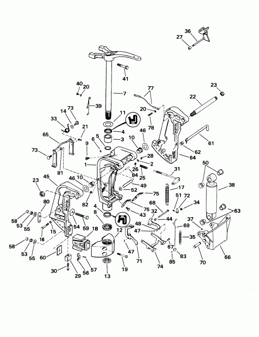 ��������� Evinrude E105WRLSIF commercial, rope start, 20 in  - ern & ���������� ��������� / ern & Swivel Bracket