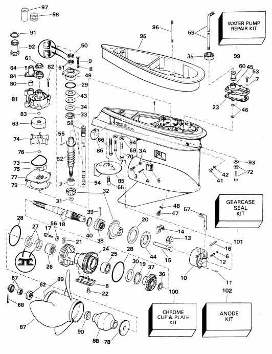��������� �������� ����� EVINRUDE E105WRYSIF commercial, rope start, 22.5   - arcase / arcase