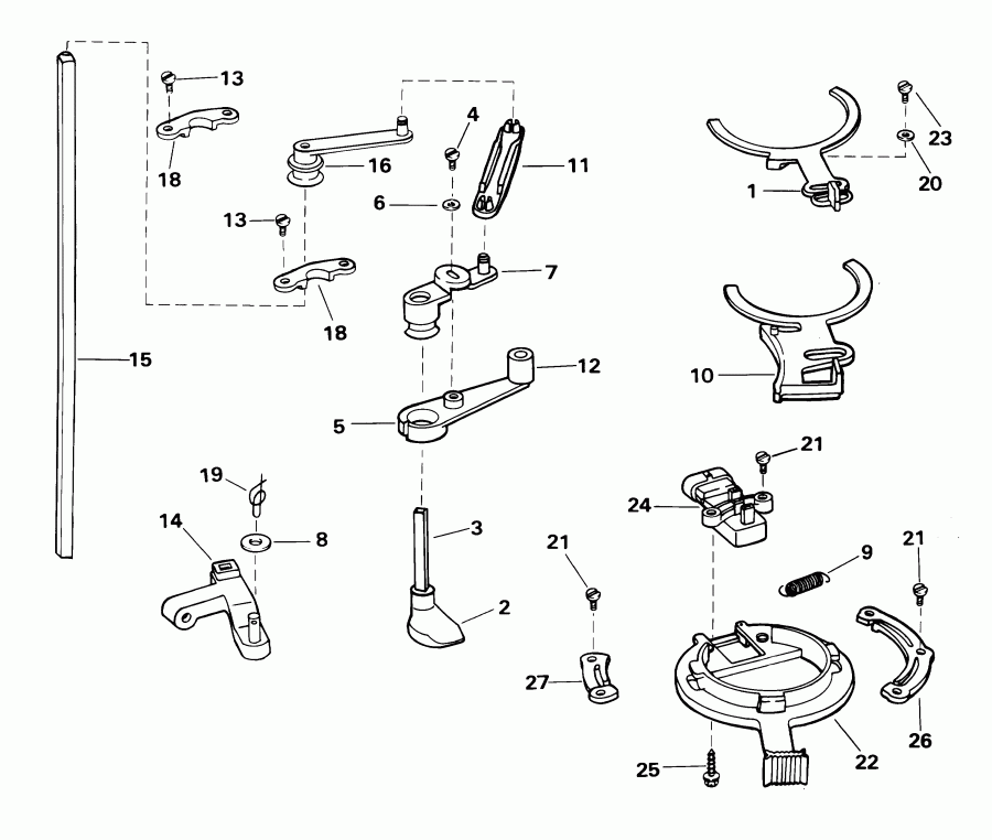 ����� EVINRUDE E105WRYSIF commercial, rope start, 22.5   - rottle Linkage