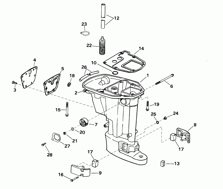 ��������� ��������� EVINRUDE E10R4SID 4-stroke, rope start, tiller, 1  - haust ������ - haust Housing
