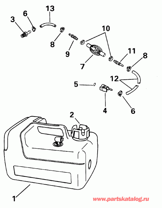 ��������� �������� ����� EVINRUDE E10R4SID 4-stroke, rope start, tiller, 1  - 3 Gallon