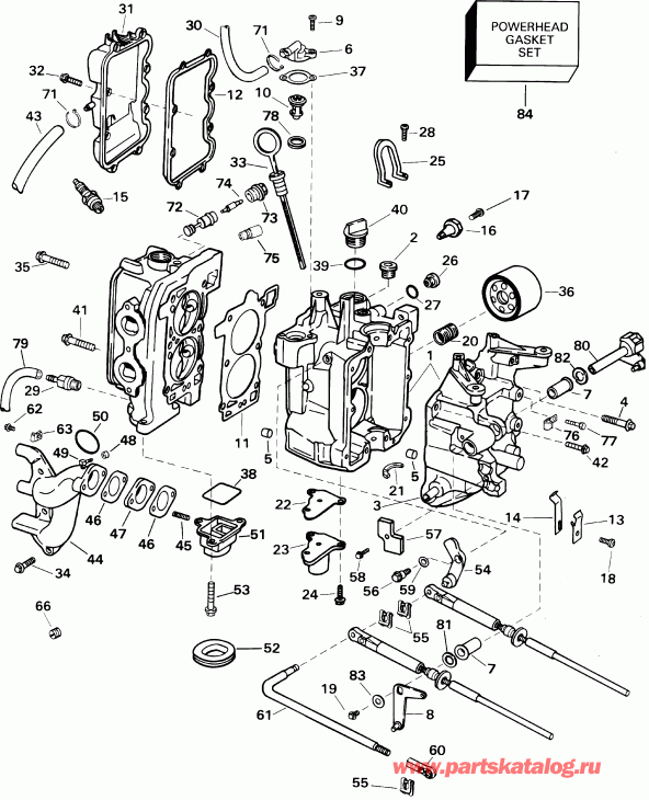 ��������� �������� ����� Evinrude E10RL4SID 4-stroke, rope start, tiller,   - linder & Crankcase