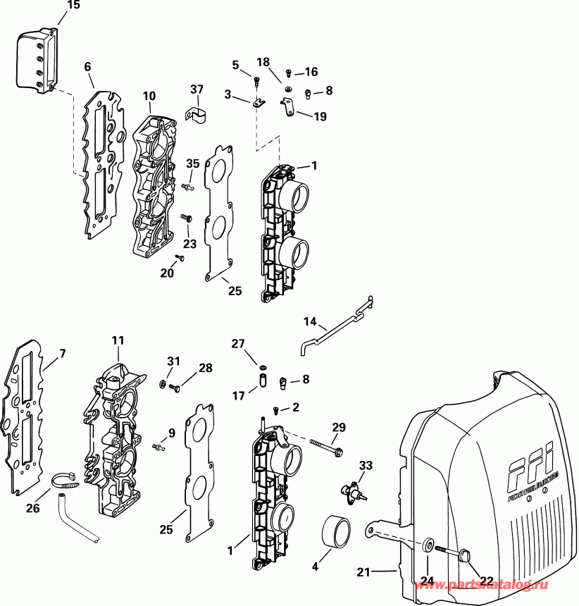 ��������� �������� ����� Evinrude E115FPXSIF FFI, elec start, TNT, 25 in s  - take ��������� - take Manifold
