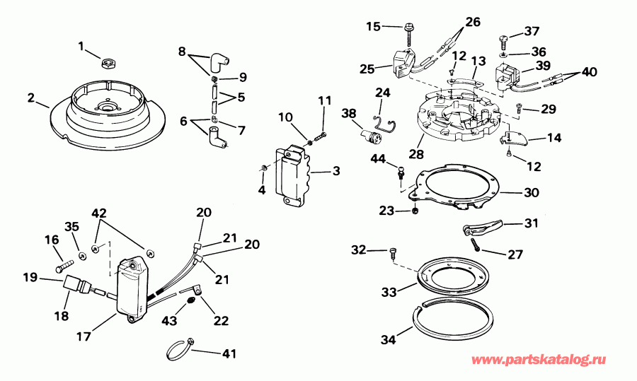 ����� EVINRUDE E15WRLSIR commercial, rope start, tiller  - nition - nition