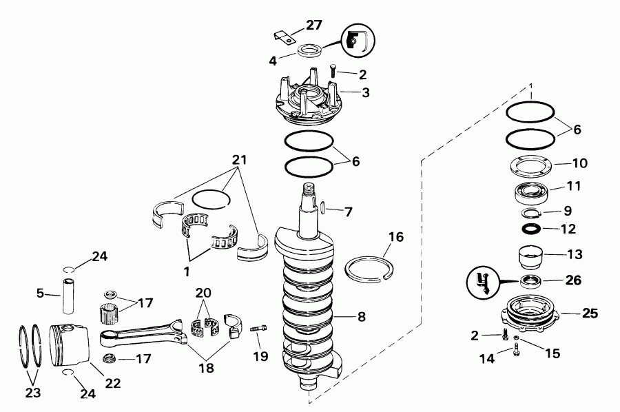 ��������� ������� E225FPZSIF FFI, elec start, TNT, 30 in s  - ankshaft & Piston / ank��� & �������