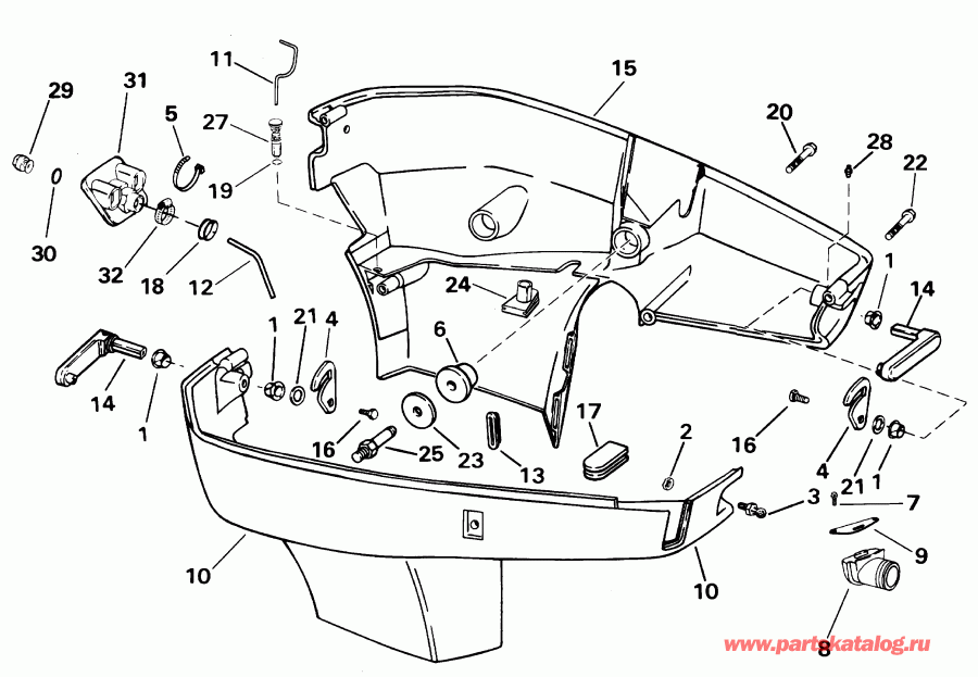 ��������� �������� ����� Evinrude E250FCXSIF FFI, elec start, TNT, 25 in s  - wer Engine Cover / wer ������ ��������� (�����)