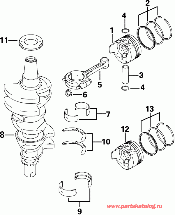    Evinrude E25PL4SIC 4-Stroke, Elec. Start, TNT, 15  - ankshaft / ank