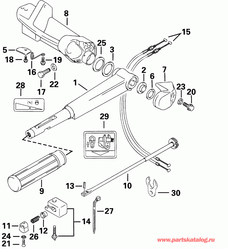 ����� ������� E25RL4SIC 4-Stroke, Rope Start, Tiller,   - ee������ Handle - eering Handle