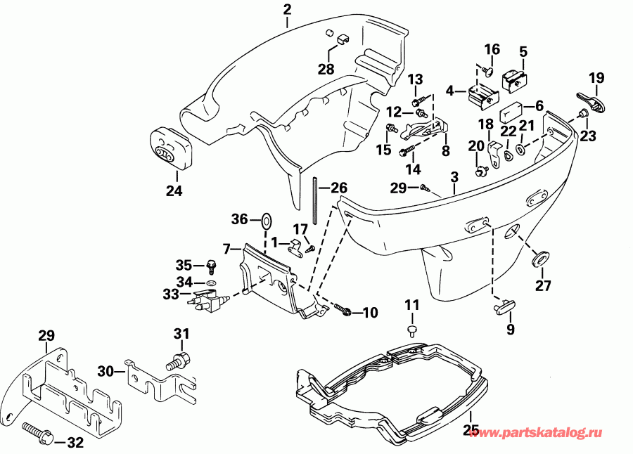 ����� ������� E25TEL4SIC 4-Stroke, Elec. Start, Tiller  - wer Engine Cover / wer ������ ��������� (�����)
