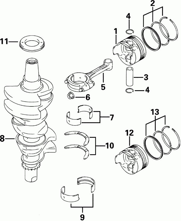 ��������� ��������� EVINRUDE E25TEL4SIC 4-Stroke, Elec. Start, Tiller  - ankshaft