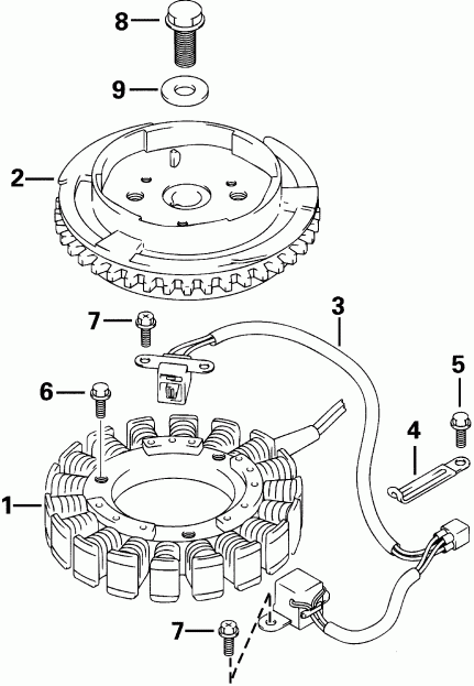 ��������� ��������� Evinrude E25TEL4SIC 4-Stroke, Elec. Start, Tiller  - ywheel / ywheel